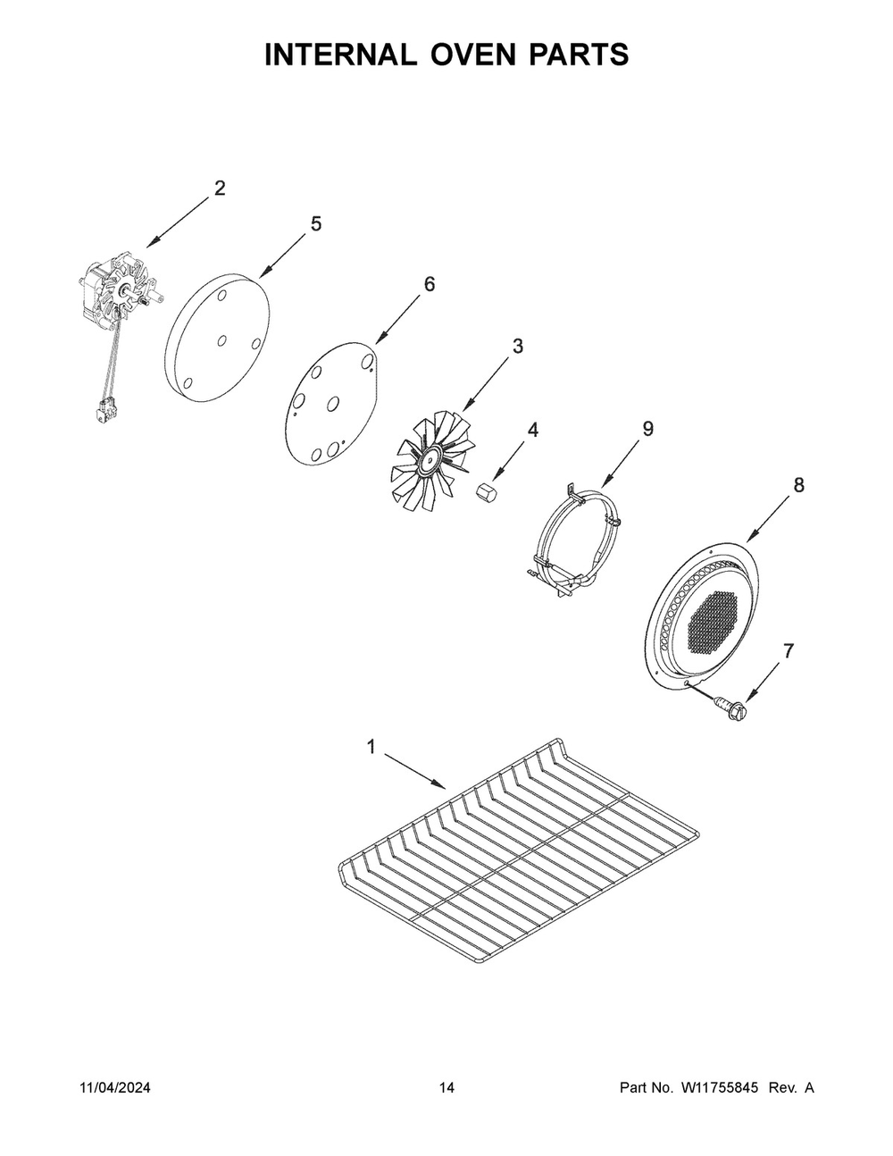 08 - Internal Oven Parts Diagram and Parts List for MGT8800FZ11  Whirlpool Range