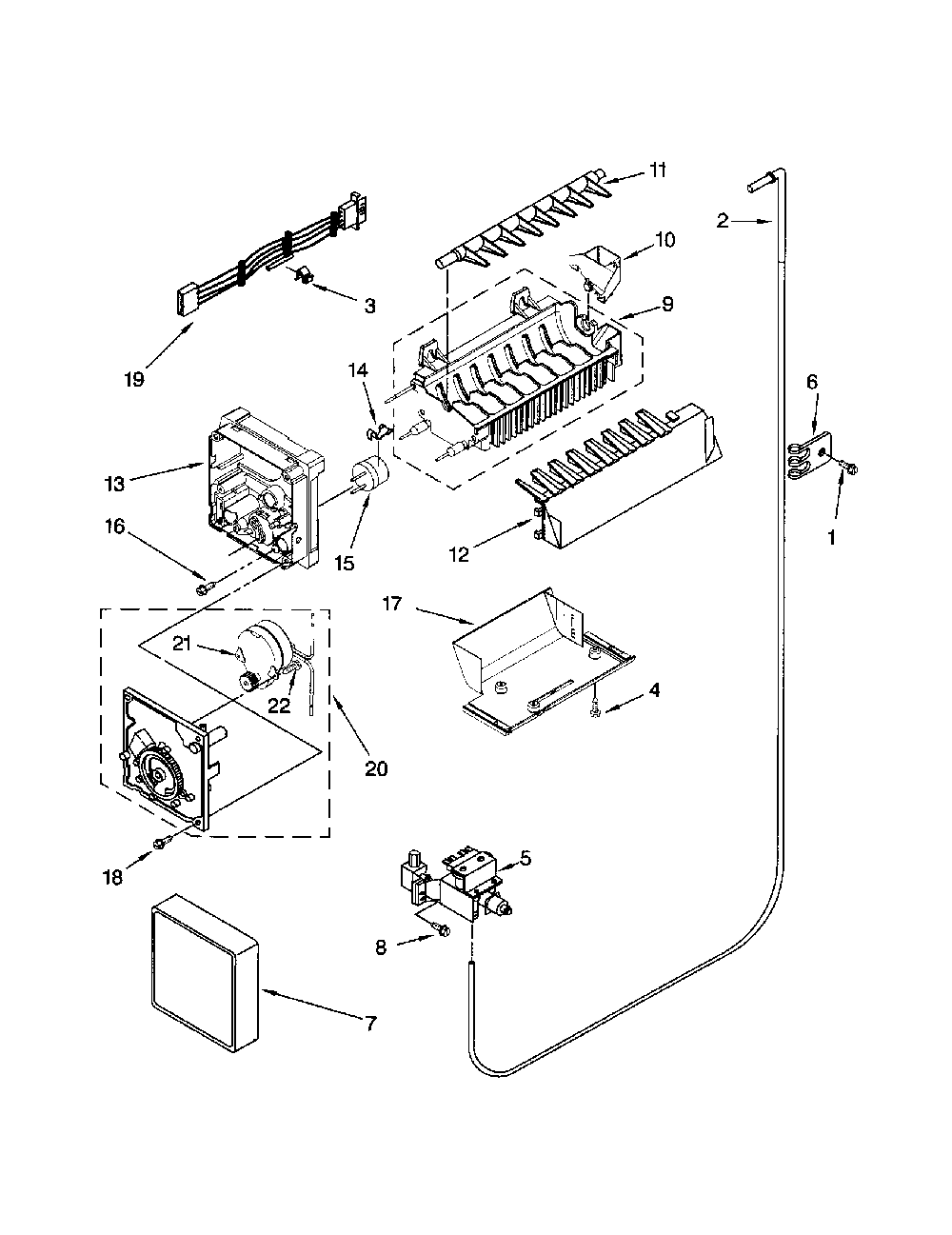 Icemaker Diagram and Parts List for 10658982801  Kenmore Refrigerator