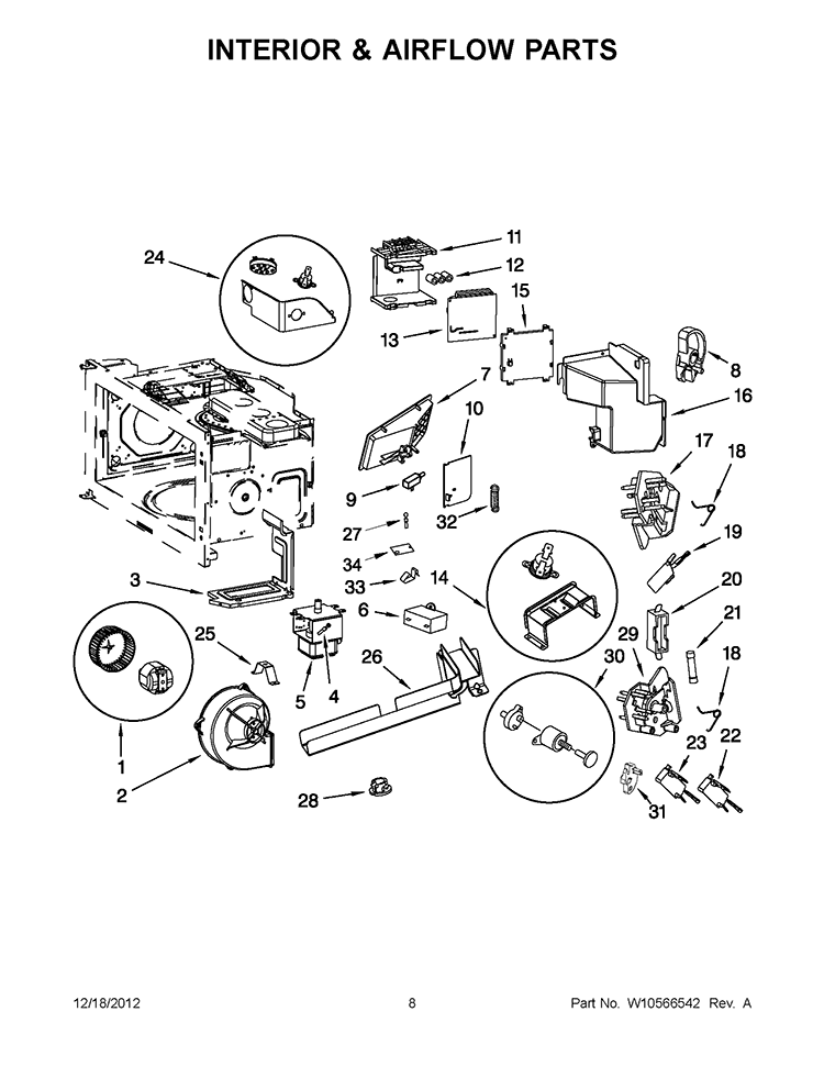 INTERIOR & AIRFLOW PARTS Diagram and Parts List for KHHC2090SSS4  KitchenAid Microwave