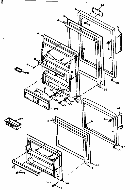 Door Parts Diagram and Parts List for 106T14GL2  Kenmore Refrigerator