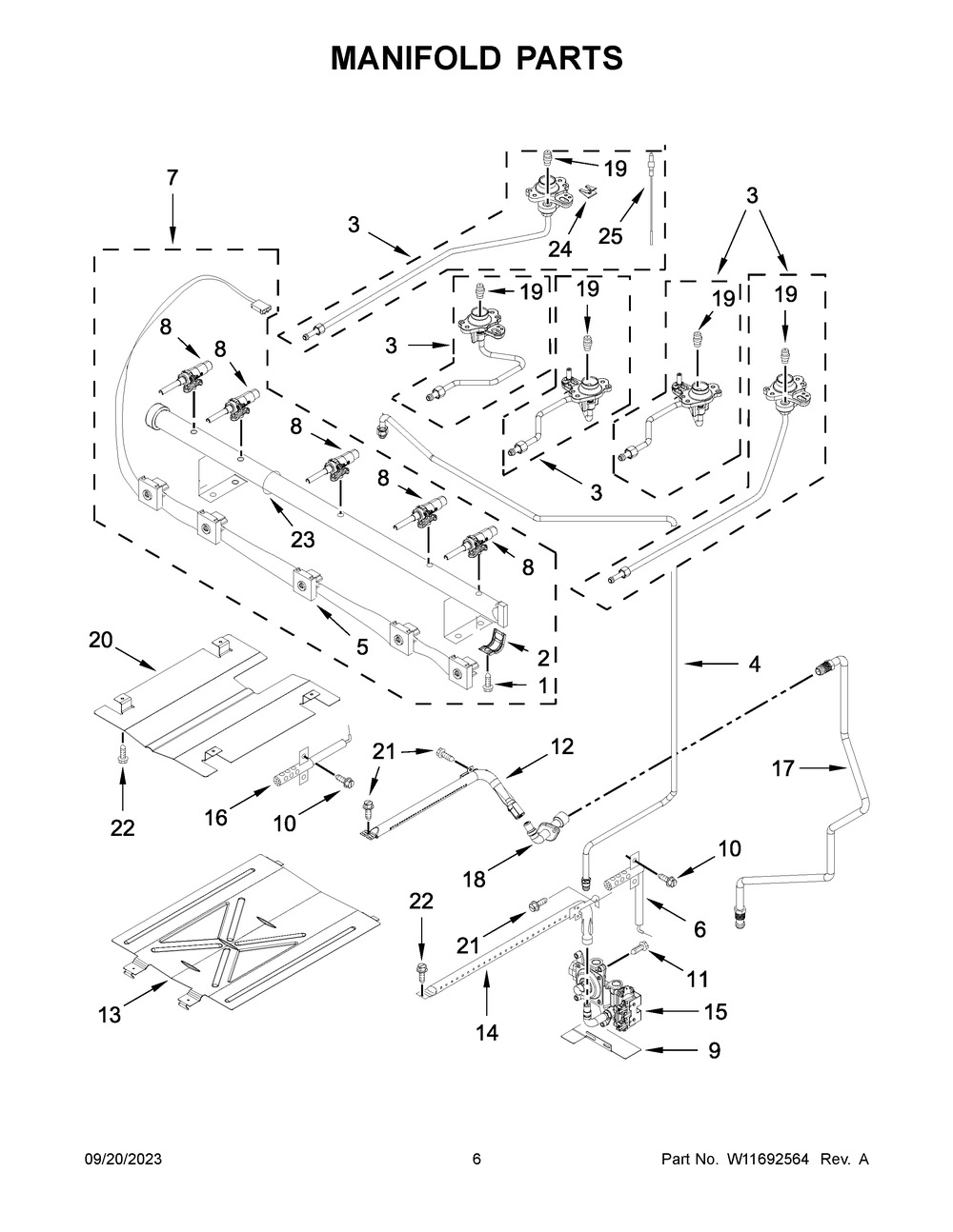 Manifold Parts Diagram and Parts List for WFG525S0JS6  Whirlpool Range