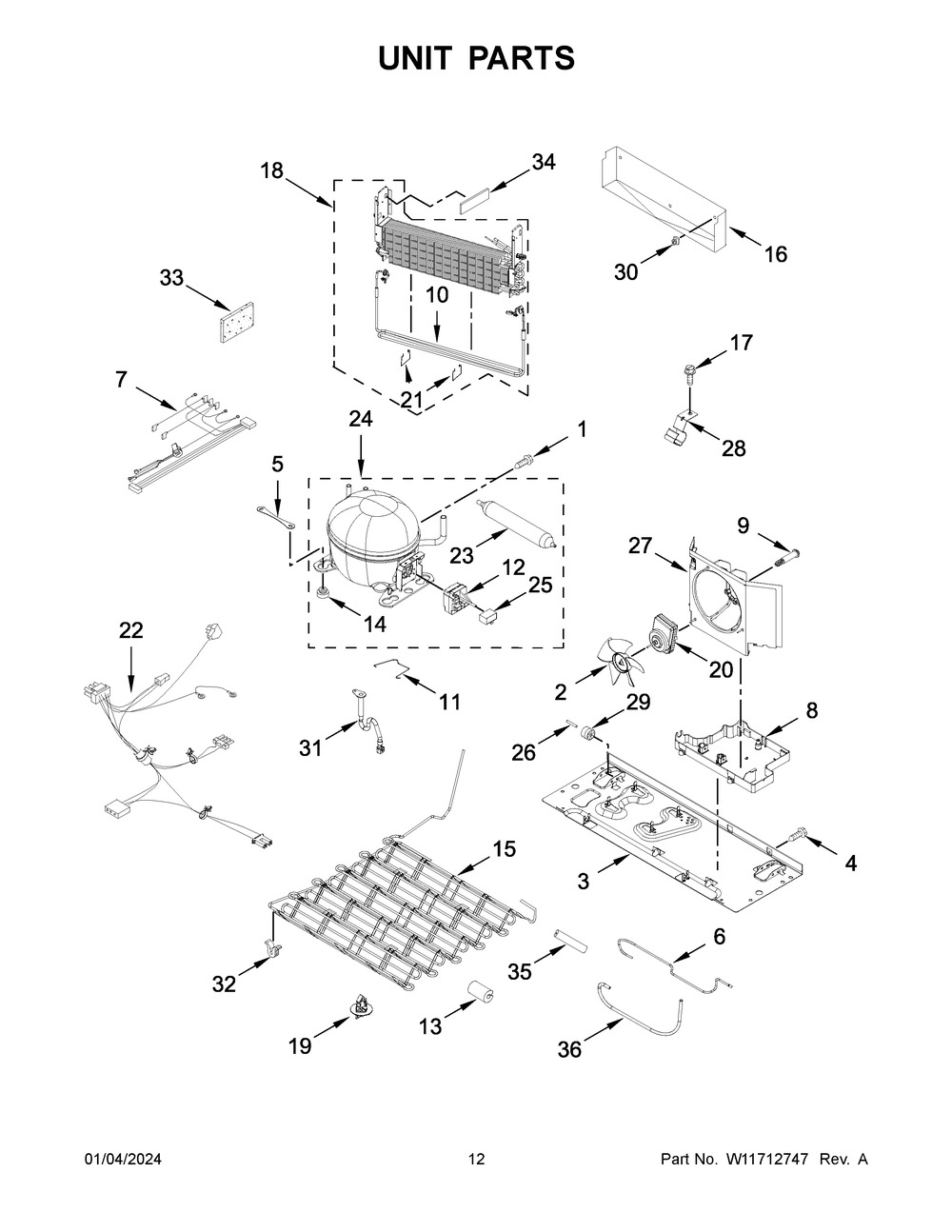 Unit Parts Diagram and Parts List for WRB329DMBB05  Whirlpool Refrigerator