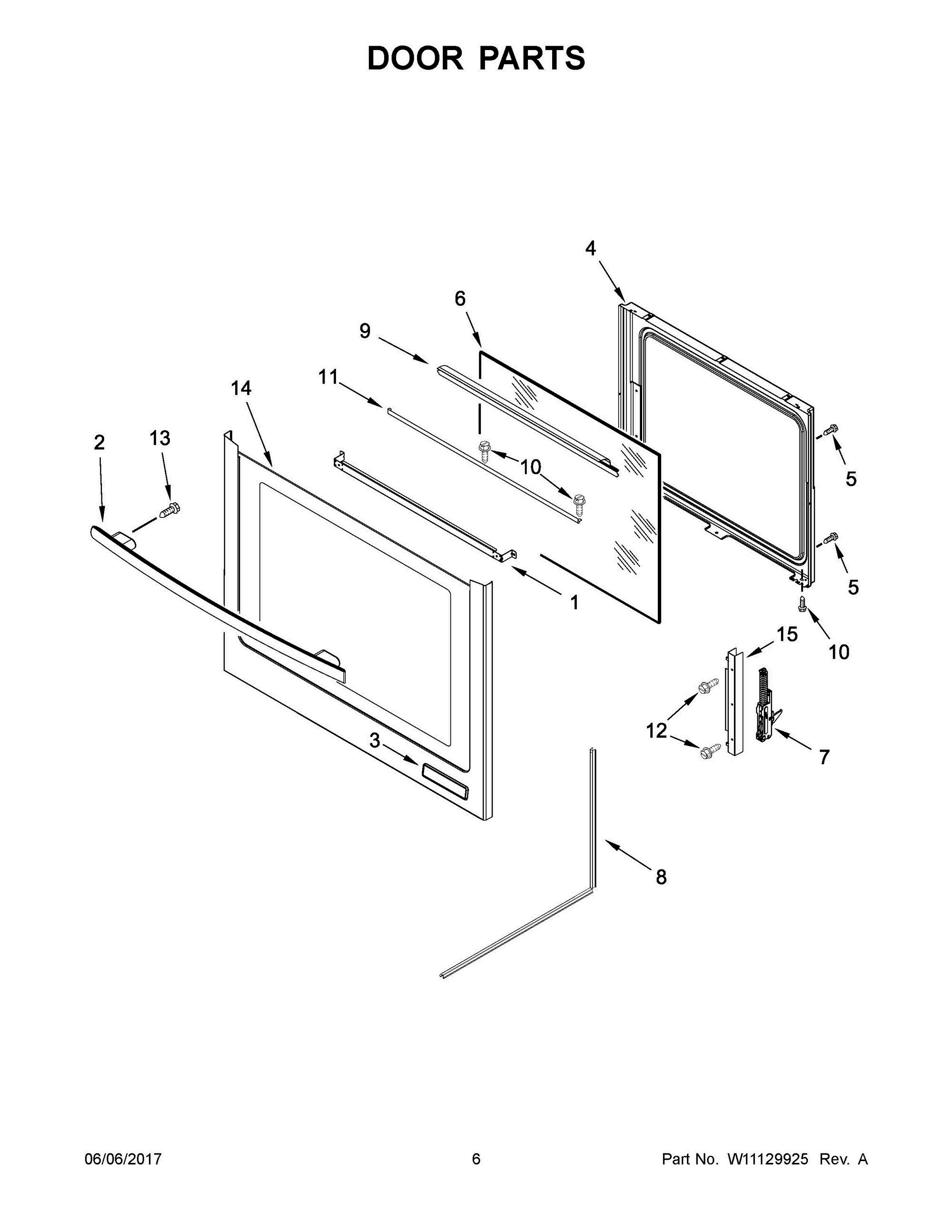 04 - DOOR PARTS Diagram and Parts List for JES1450FS0  Whirlpool Range