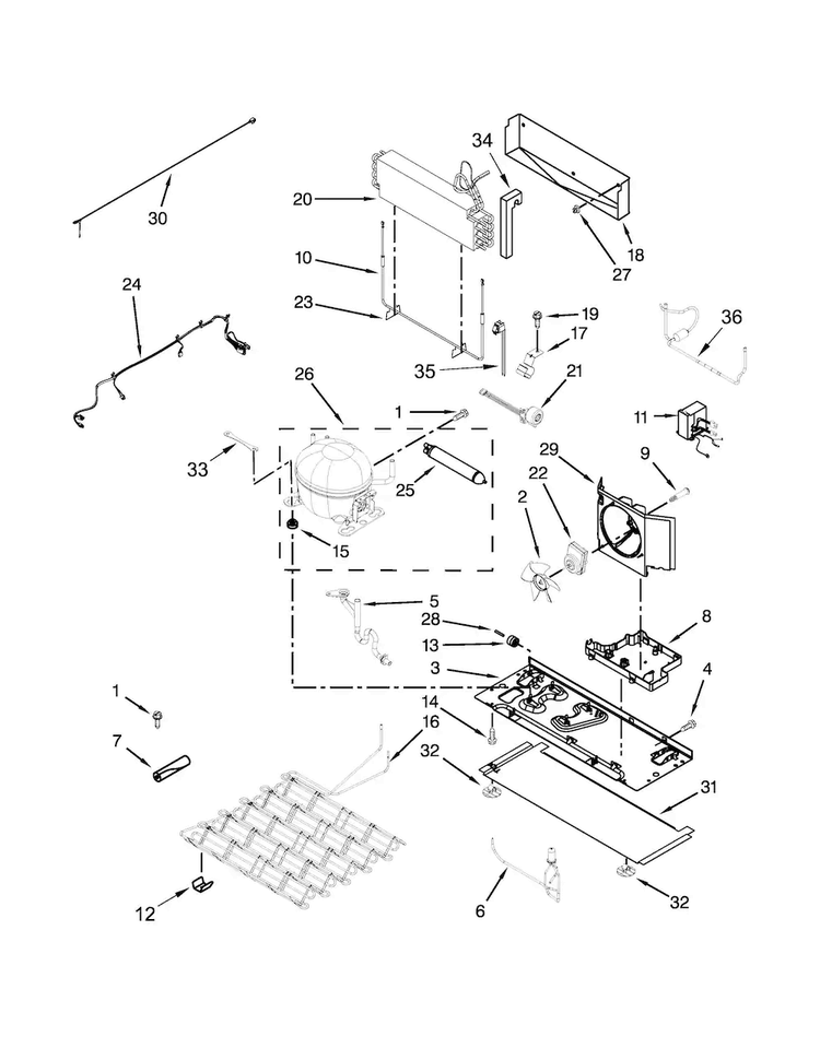 Unit Parts Diagram and Parts List for KFIS29BBBL01  KitchenAid Refrigerator