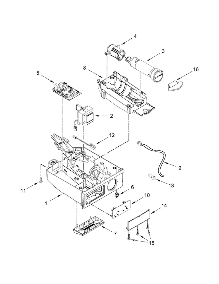 Control Panel Parts Diagram and Parts List for KUIC15PHZS0  KitchenAid Ice Maker