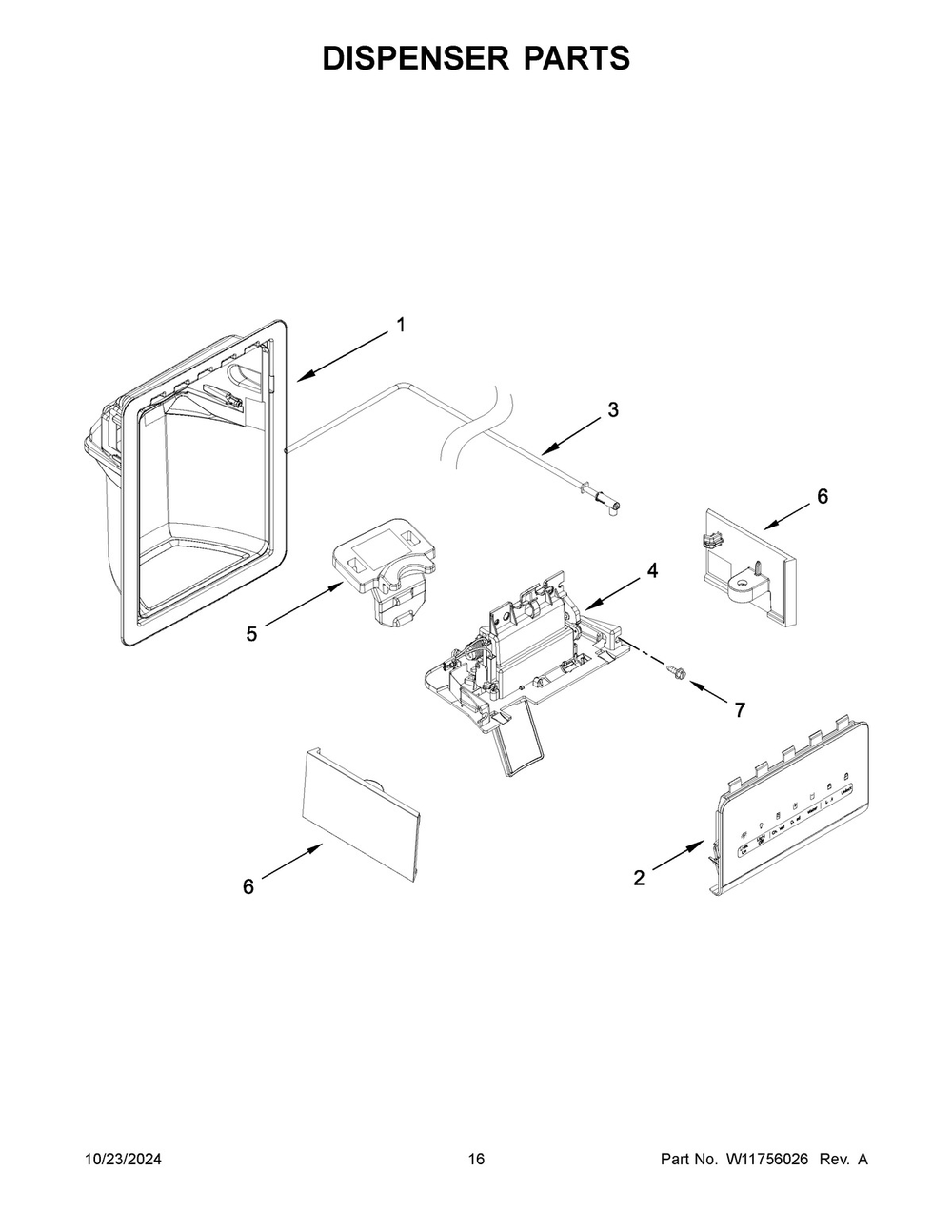 09 - Dispenser Parts Diagram and Parts List for WRS555SIHW07  Whirlpool Refrigerator