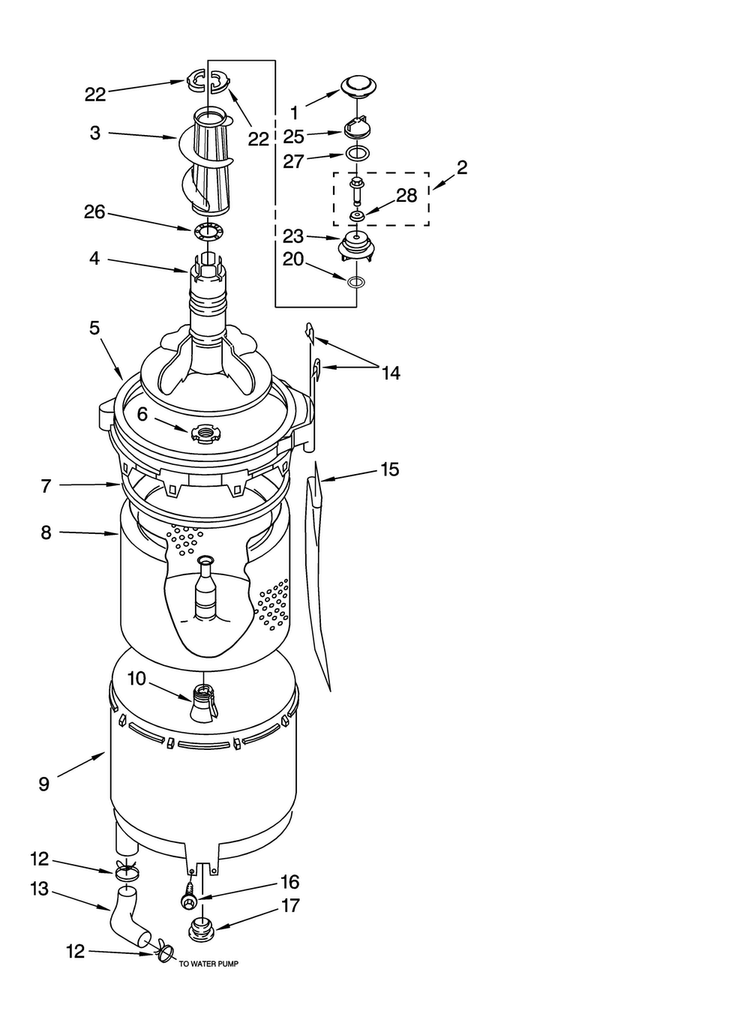 Tub And Basket Parts Diagram and Parts List for 11080754002  Kenmore Washer Dryer Combo
