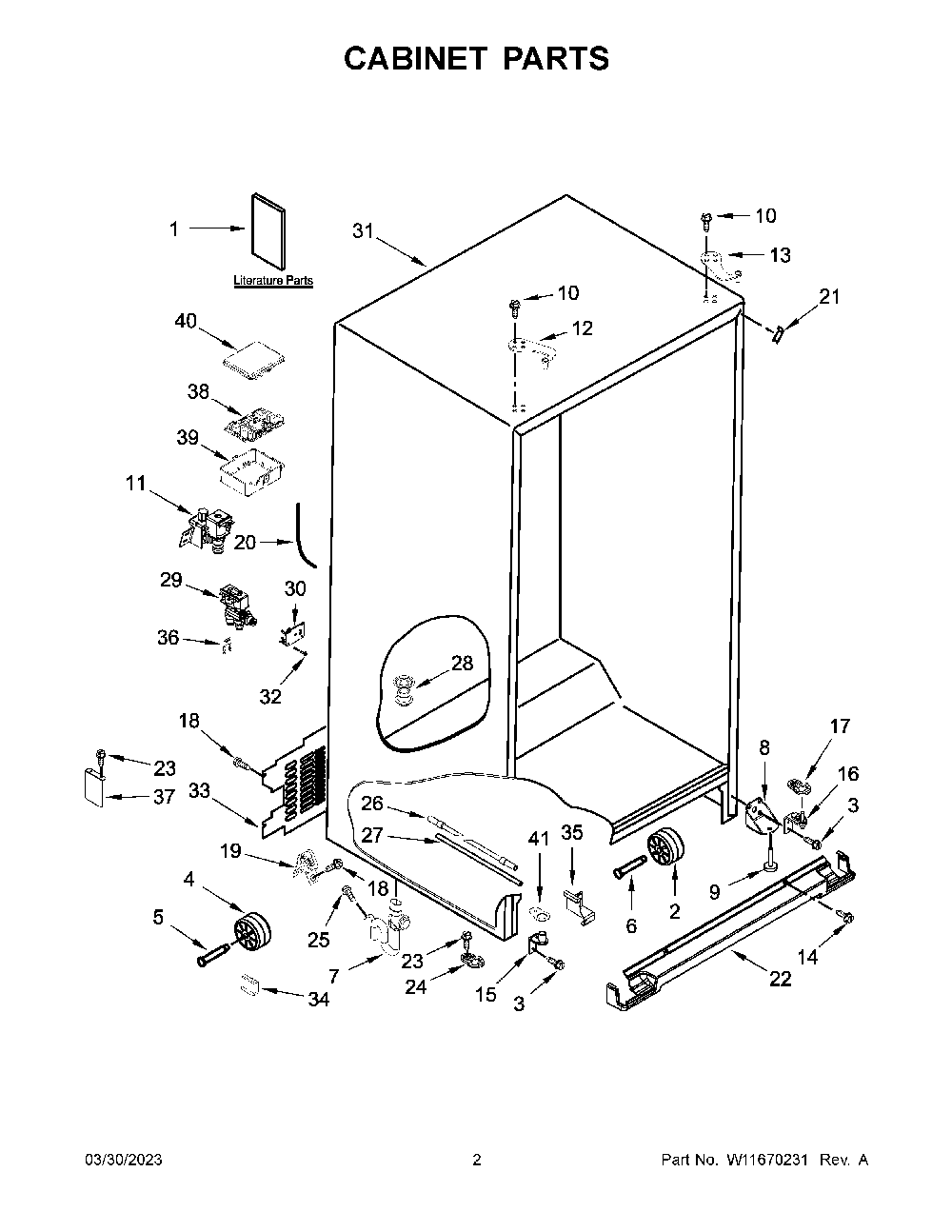 Cabinet Parts Diagram and Parts List for KRSC703HPS05  KitchenAid Refrigerator