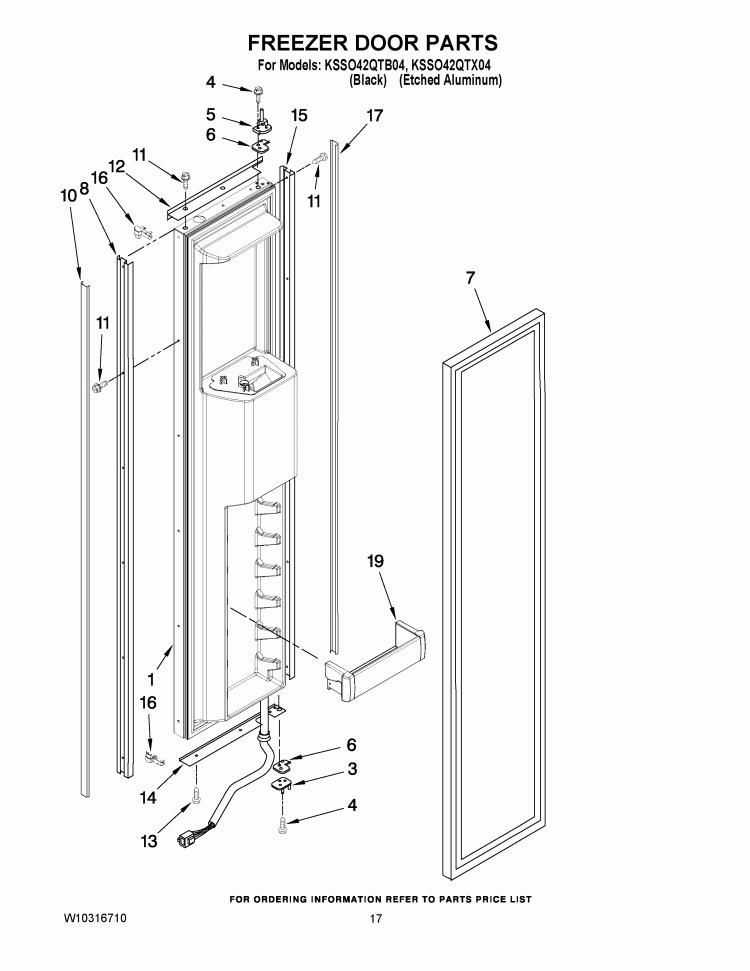 FREEZER DOOR PARTS Diagram and Parts List for KSSO42QTX04  KitchenAid Refrigerator