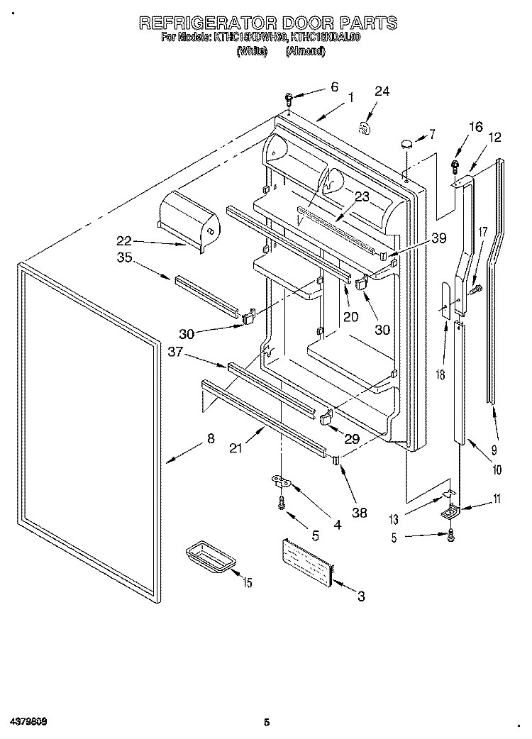 REFRIGERATOR DOOR Diagram and Parts List for KTHC18KDAL00  KitchenAid Refrigerator
