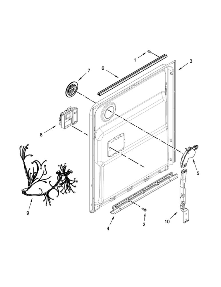 Inner Door Parts Diagram and Parts List for 66512789K313  Kenmore Dishwasher