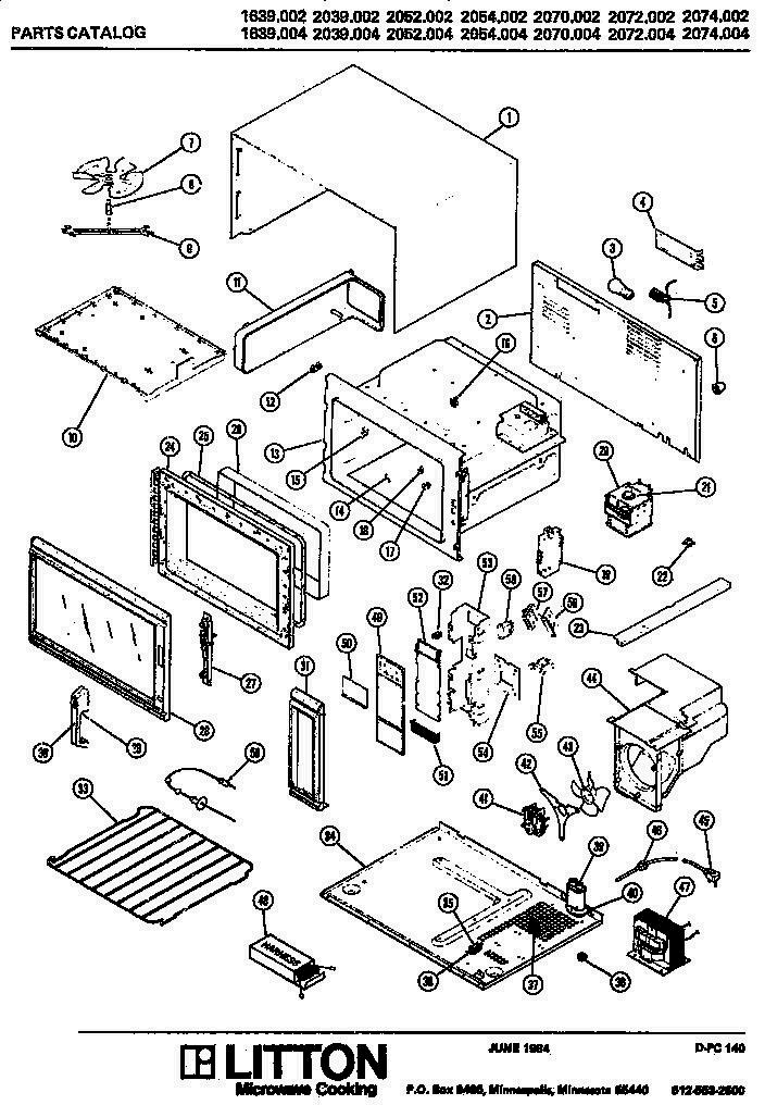 01 - Page 1 Diagram and Parts List for 1639002  Whirlpool Microwave