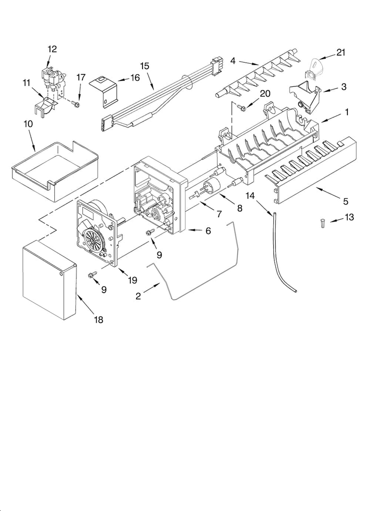 Icemaker Parts, Optional Parts Diagram and Parts List for KBFS25ETBL11  KitchenAid Refrigerator