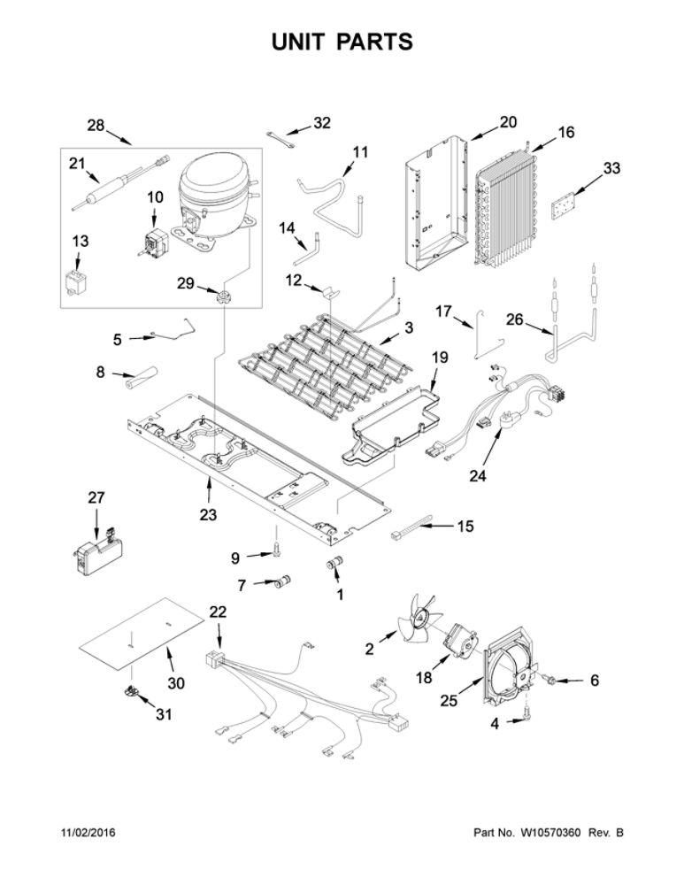 Unit Parts Diagram and Parts List for 10641163310  Kenmore Refrigerator