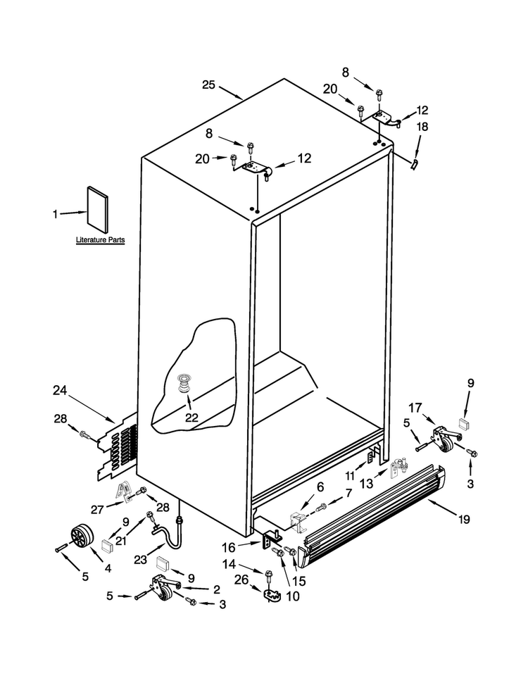 Cabinet Parts Diagram and Parts List for 10641159212  Kenmore Refrigerator