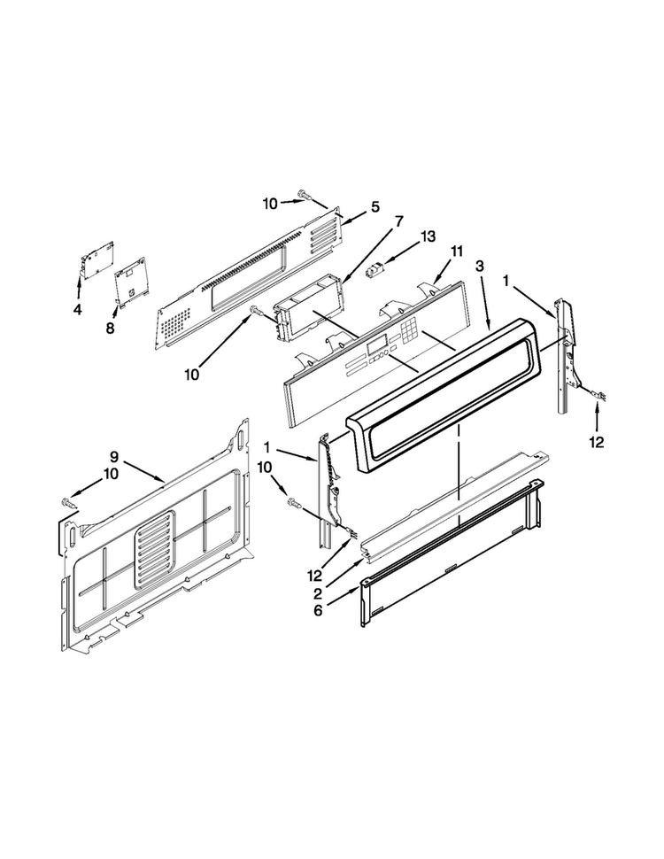 Control Panel Parts Diagram and Parts List for WFG714HLAS1  Whirlpool Range