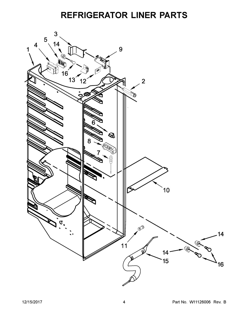 Refrigerator Liner Parts Diagram and Parts List for WRS588FIHV00  Whirlpool Refrigerator
