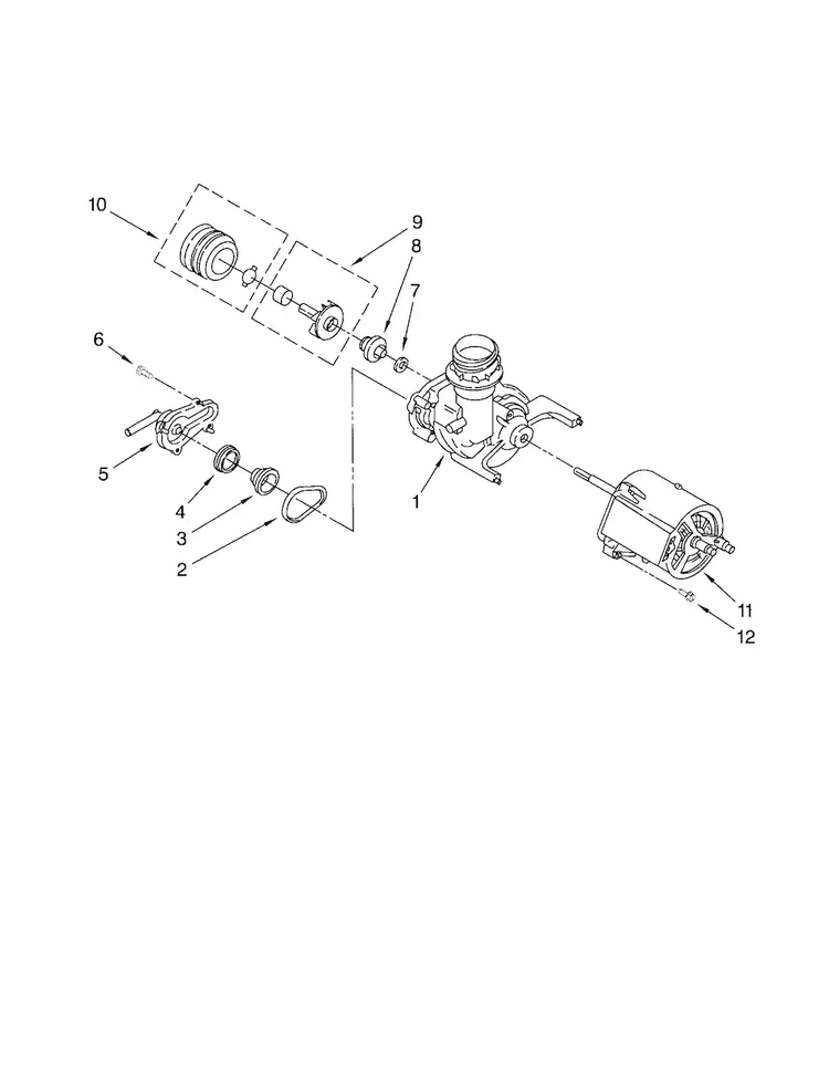 Pump And Motor Diagram and Parts List for DU810SWPU3  Whirlpool Dishwasher