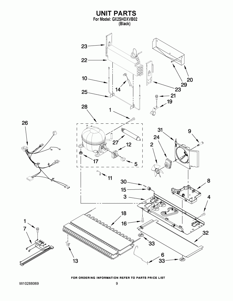 UNIT PARTS Diagram and Parts List for GX2SHDXVB02  Whirlpool Refrigerator