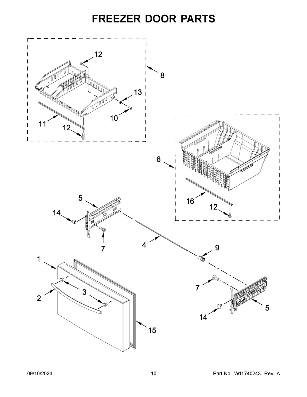 06 - Freezer Door Parts Diagram and Parts List for WRFC9636RV00  Whirlpool Refrigerator