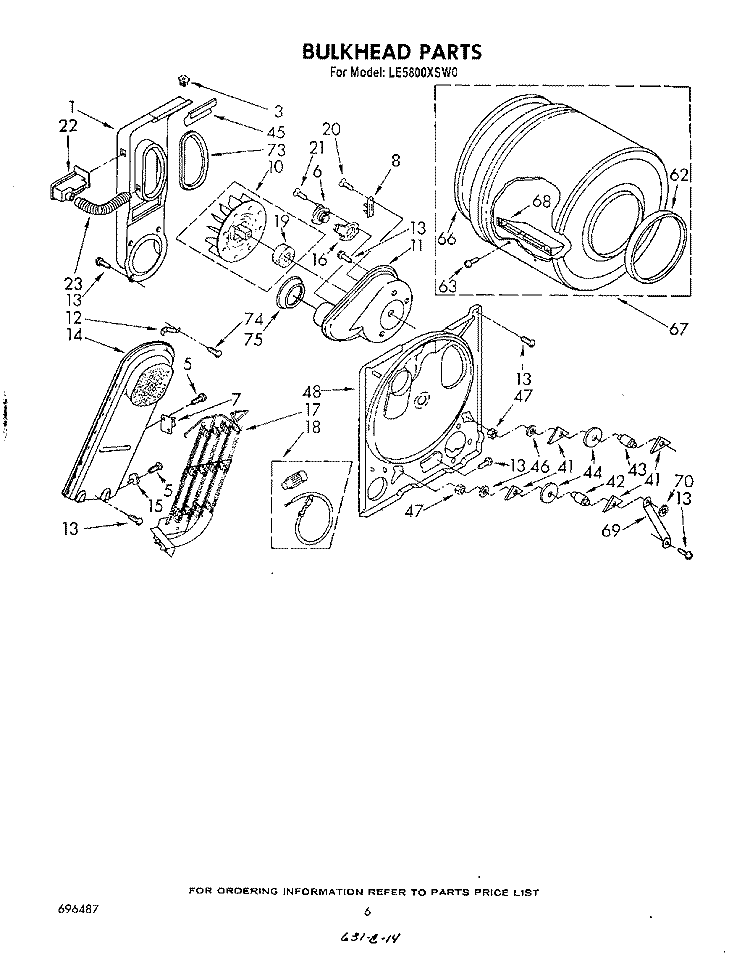 SECTION Diagram and Parts List for LE5800XSW0  Whirlpool Dryer