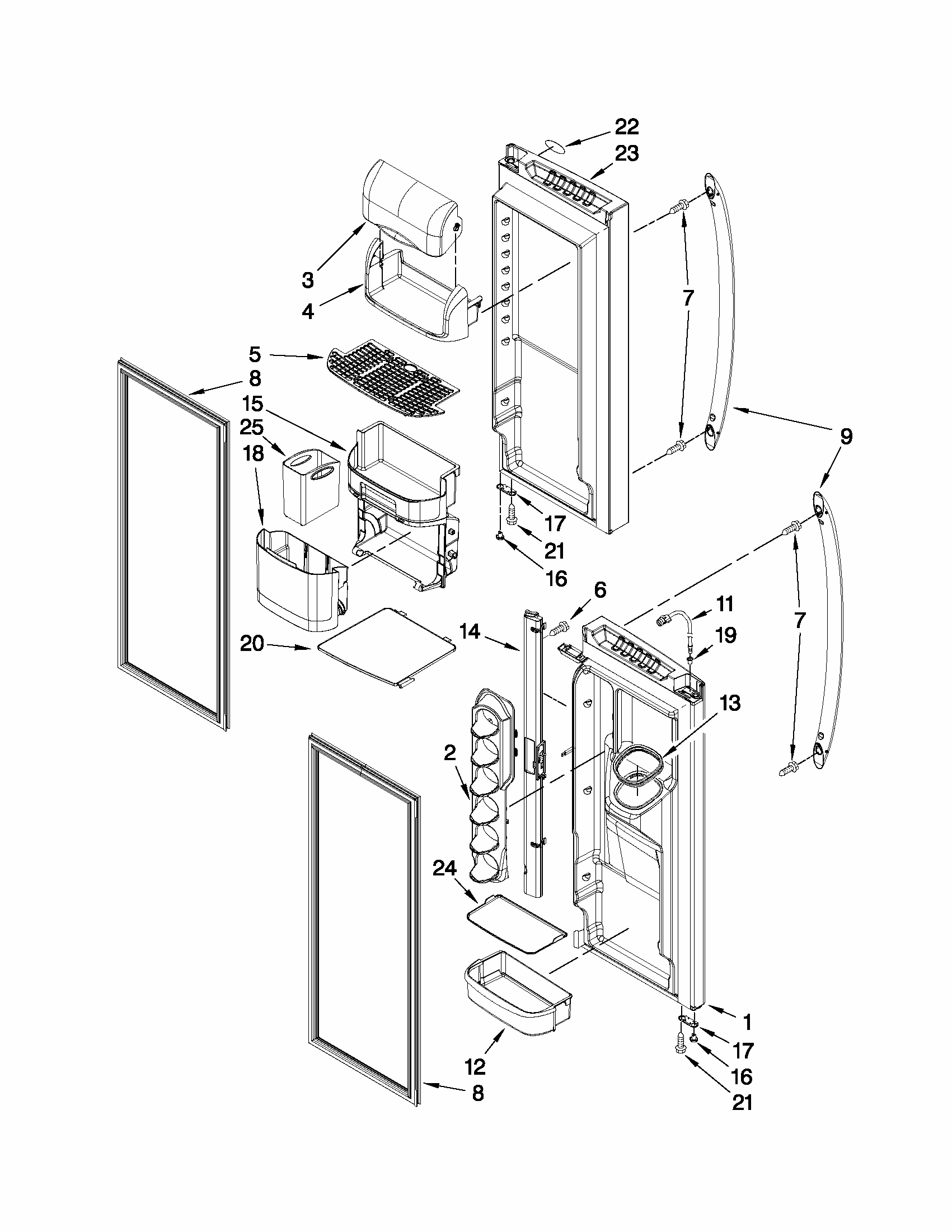 Refrigerator Door Parts Diagram and Parts List for 59679542015  Kenmore Refrigerator