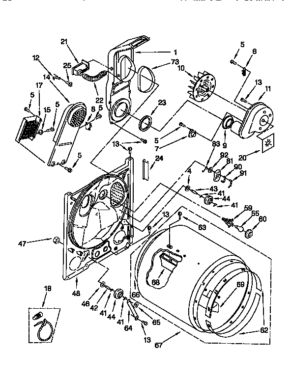 Bulkhead Diagram and Parts List for KEYE77BWH2  KitchenAid Dryer