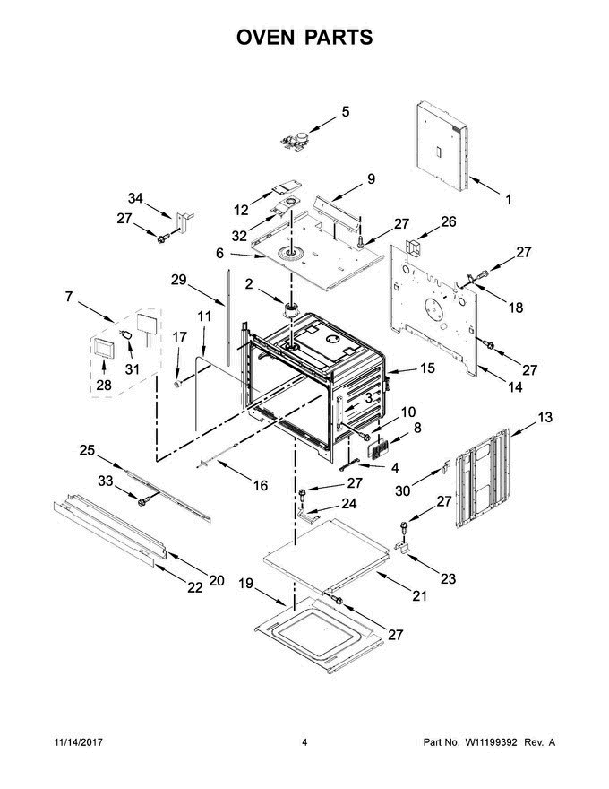 03 - Oven Parts Diagram and Parts List for KOSE507ESS03  KitchenAid Wall Oven
