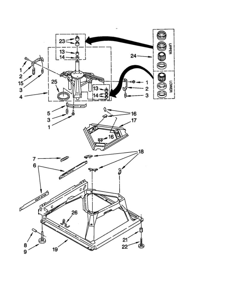 Machine Base Diagram and Parts List for 11021884000  Kenmore Washer