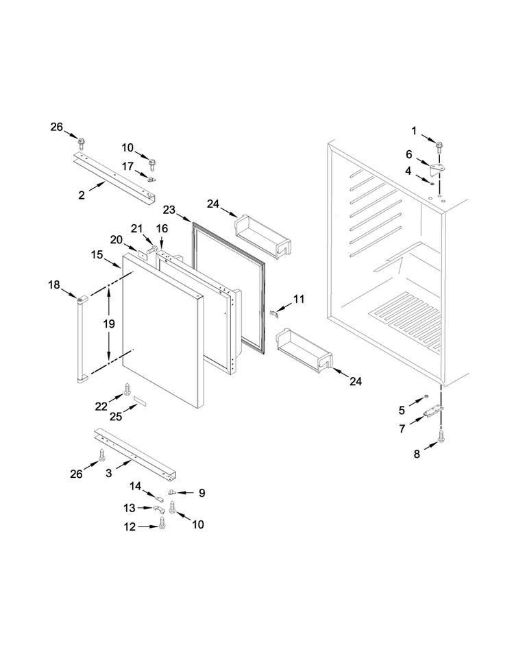 Door Parts Diagram and Parts List for KURL104ESB00  KitchenAid Refrigerator