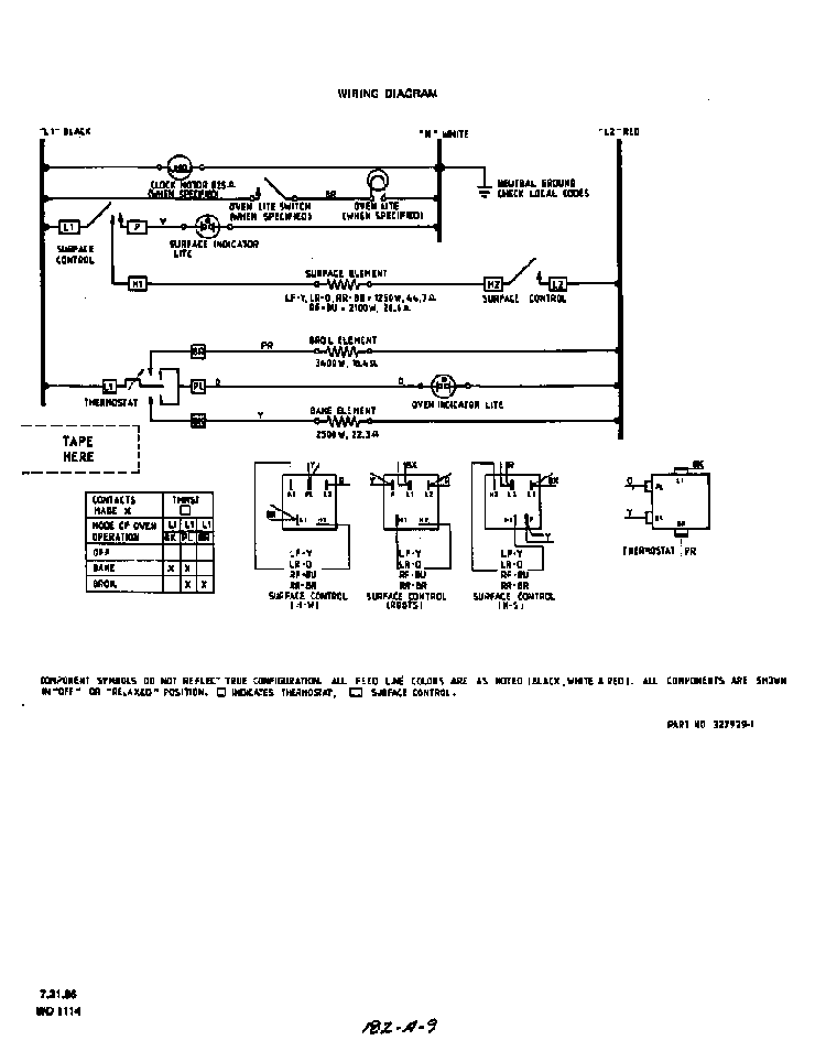 Wiring Diagram Diagram and Parts List for F5107*0  Roper Range