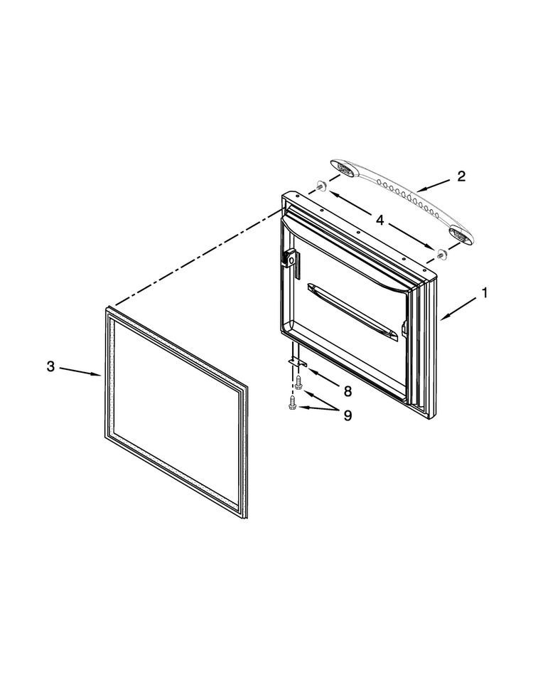 Freezer Door Parts Diagram and Parts List for 5GBB22PRAW00  Whirlpool Refrigerator