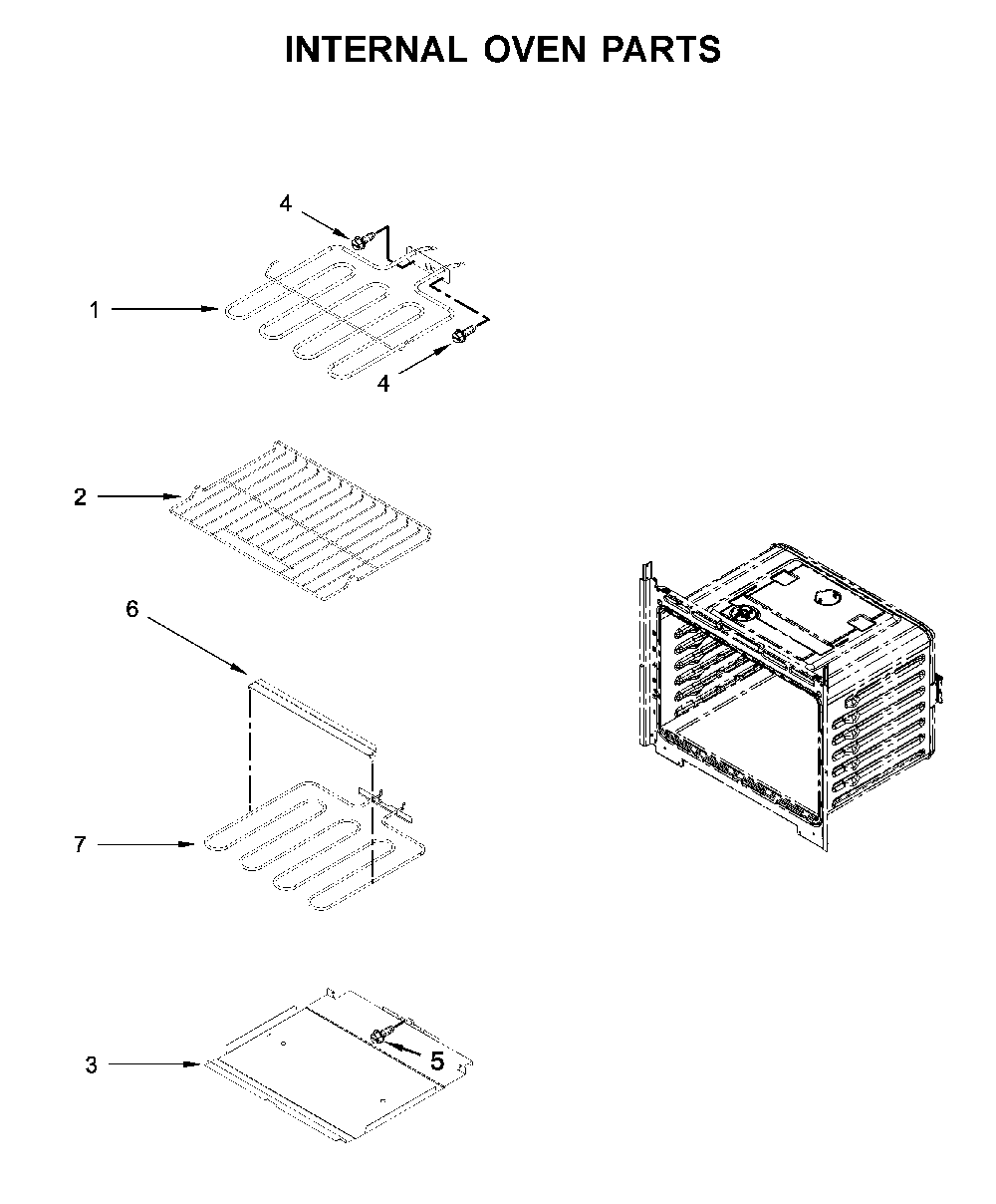 Internal oven parts Diagram and Parts List for WOD51EC0HW02  Whirlpool Wall Oven