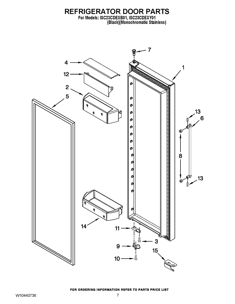 REFRIGERATOR DOOR PARTS Diagram and Parts List for ISC23CDEXY01  Whirlpool Refrigerator