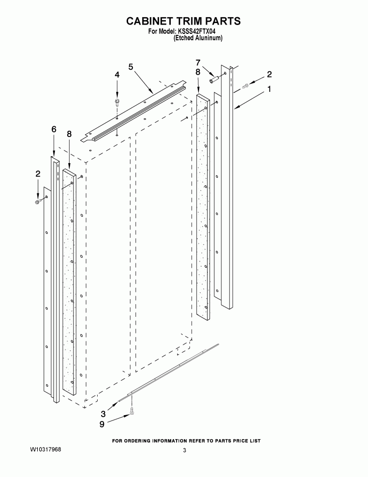 CABINET TRIM PARTS Diagram and Parts List for KSSS42FTX04  KitchenAid Refrigerator