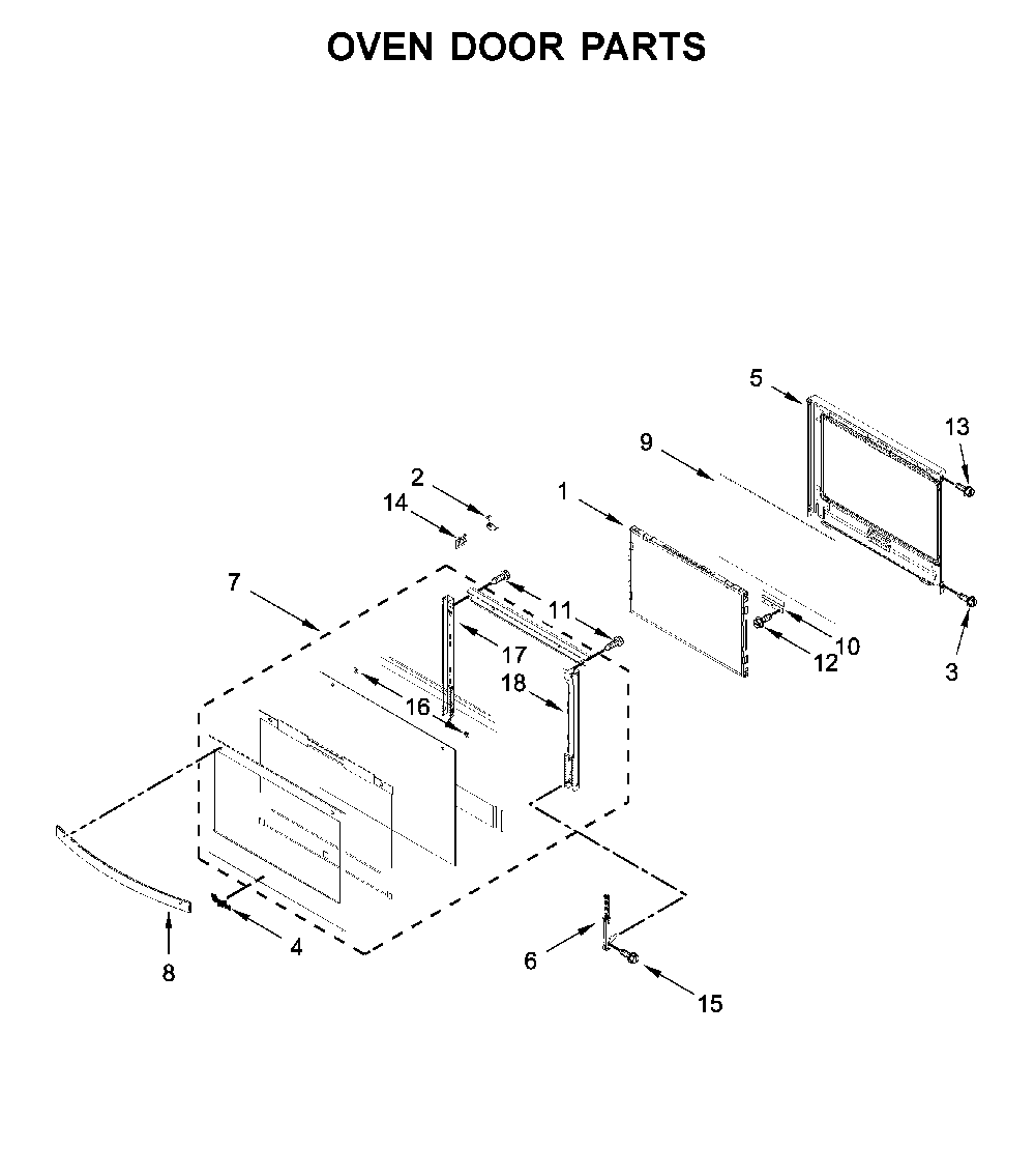 Oven door parts Diagram and Parts List for WOS72EC0HS02  Whirlpool Wall Oven