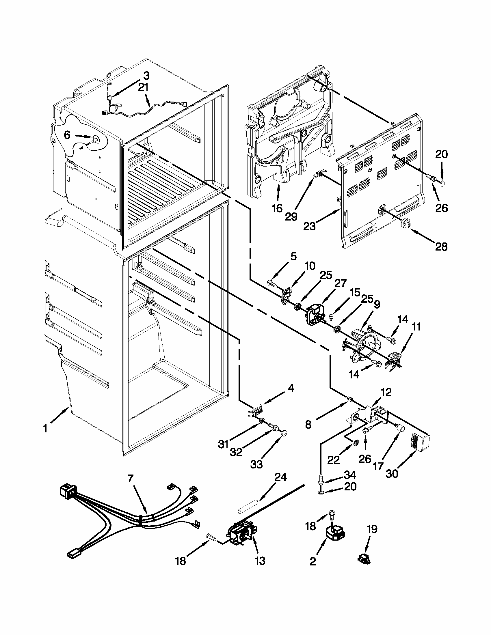 Liner Parts Diagram and Parts List for 10686399310  Kenmore Refrigerator