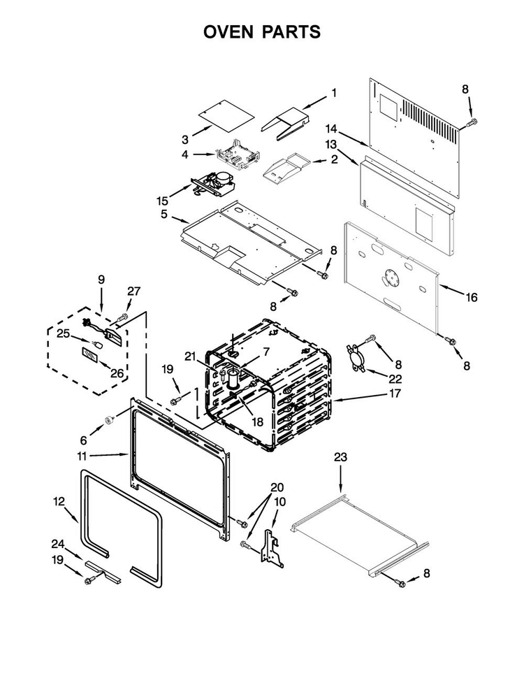 Oven Parts Diagram and Parts List for KDRS467VSS05  KitchenAid Range