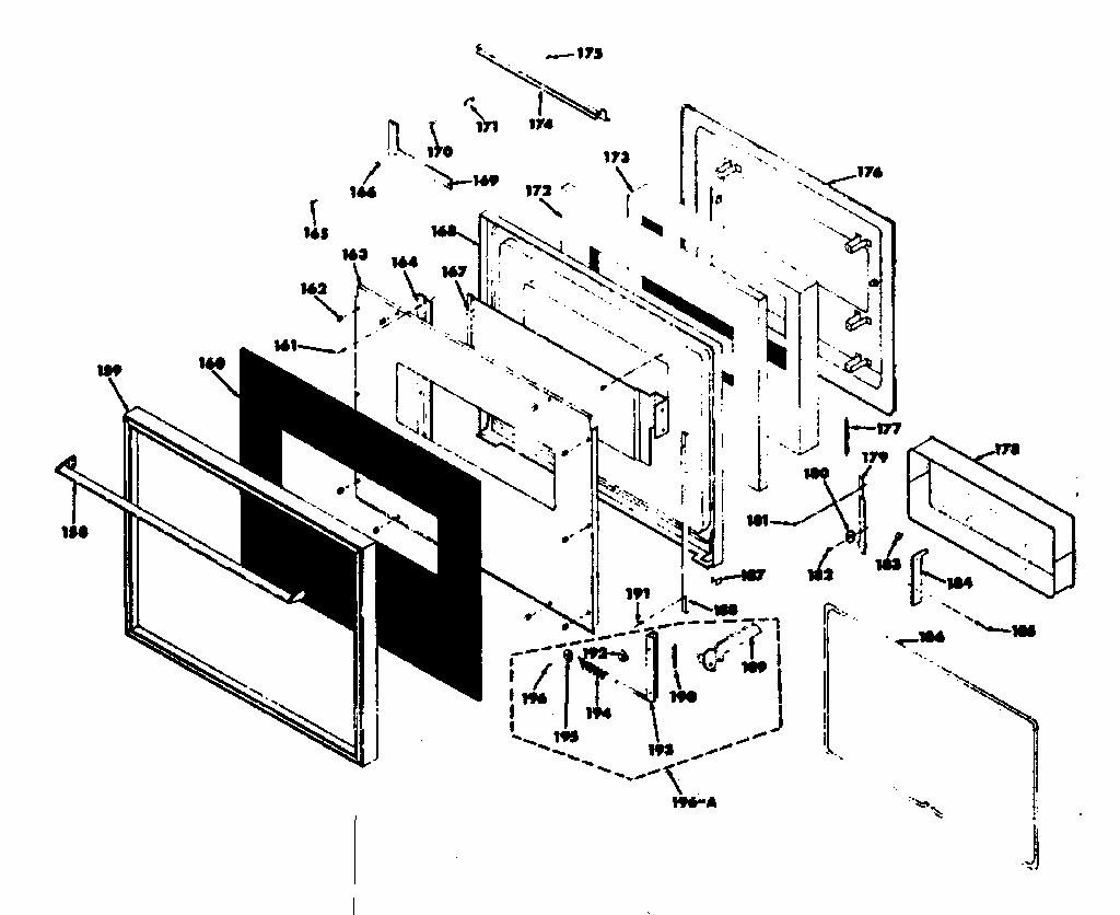 Black Glass Door Section Diagram and Parts List for 8504237080  Kenmore Range