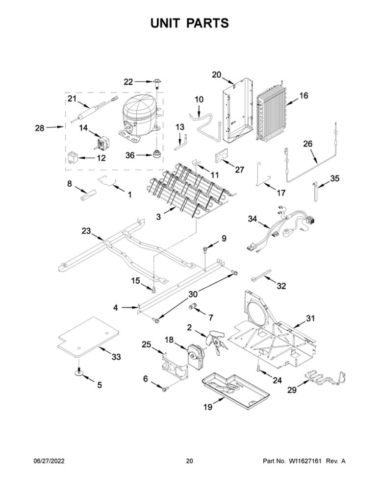 Unit Parts Diagram and Parts List for 10651753715  Kenmore Refrigerator