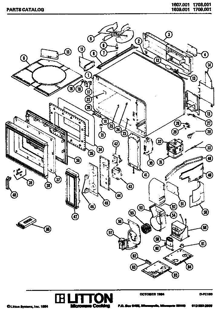 01 - Page 1 Diagram and Parts List for 1708001  Whirlpool Microwave