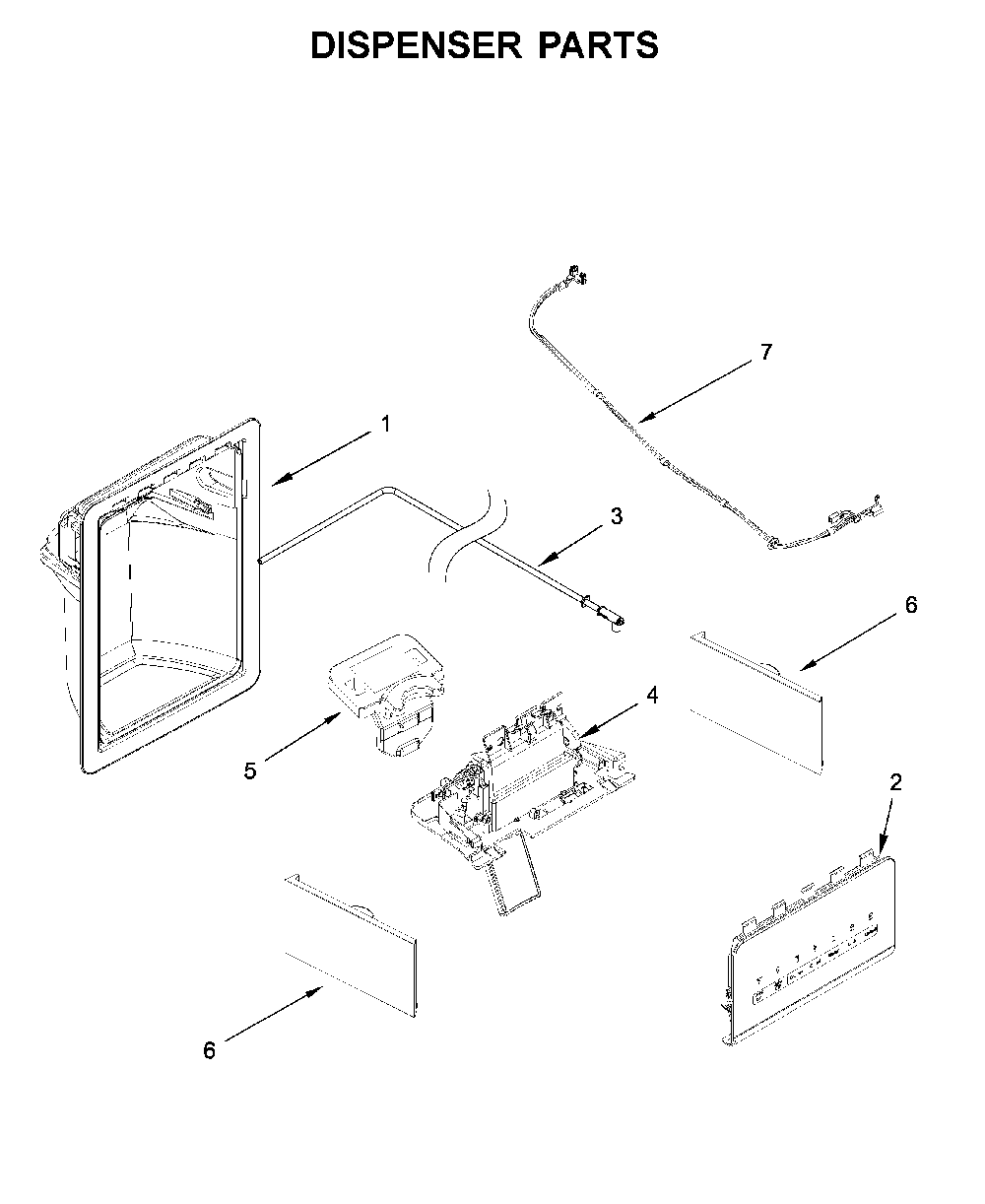 Dispenser parts Diagram and Parts List for 10651112711  Kenmore Refrigerator