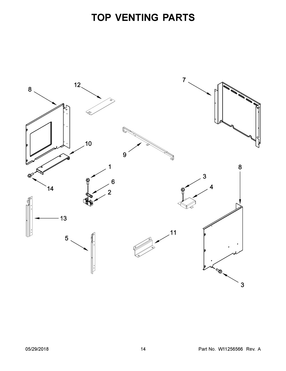 Top Venting Parts Diagram and Parts List for WOC95EC0AB05  Whirlpool Microwave Oven Combo