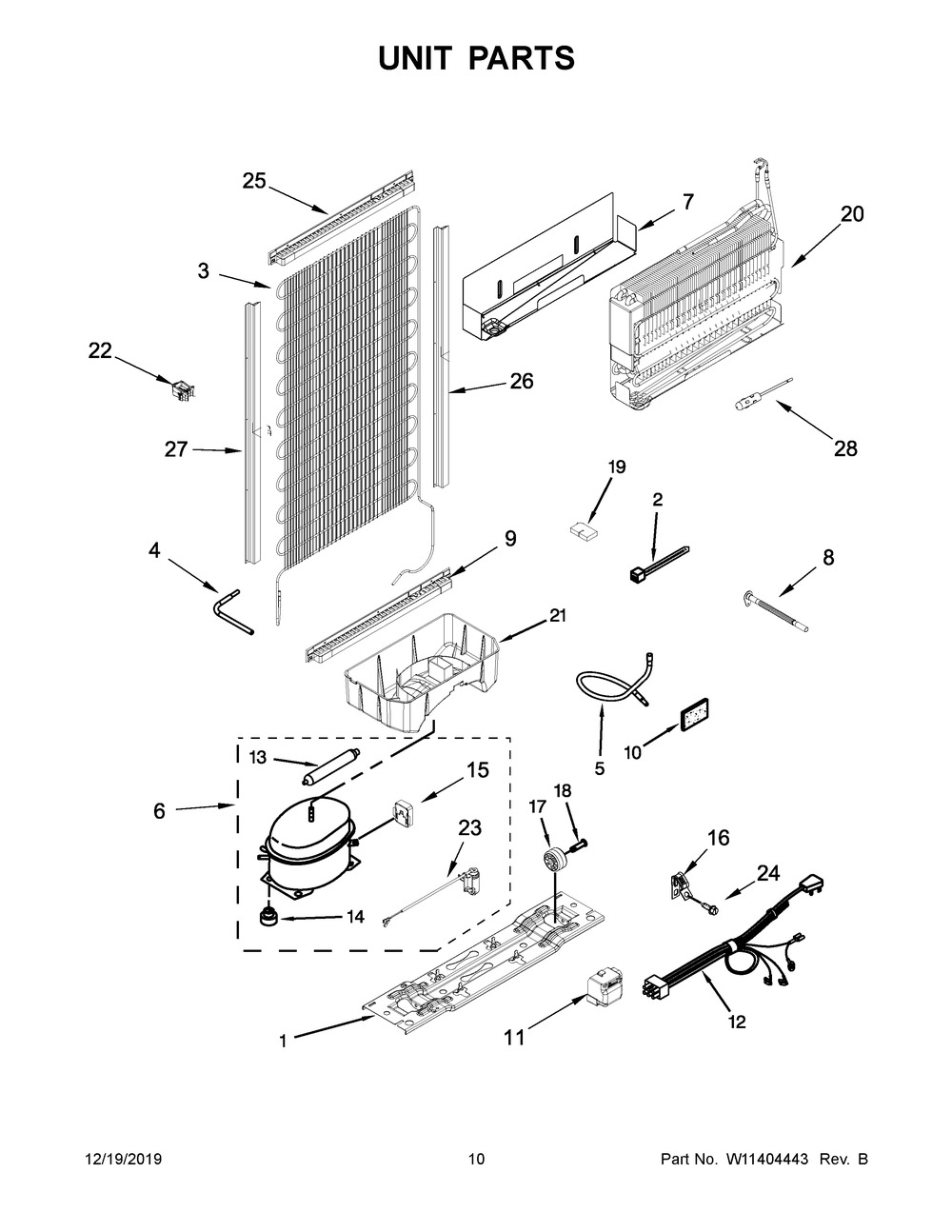 Unit Parts Diagram and Parts List for WRT112CZJW00  Whirlpool Refrigerator