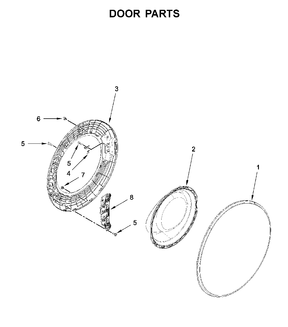 Door parts Diagram and Parts List for 7MWFW6622HW2  Whirlpool Washer