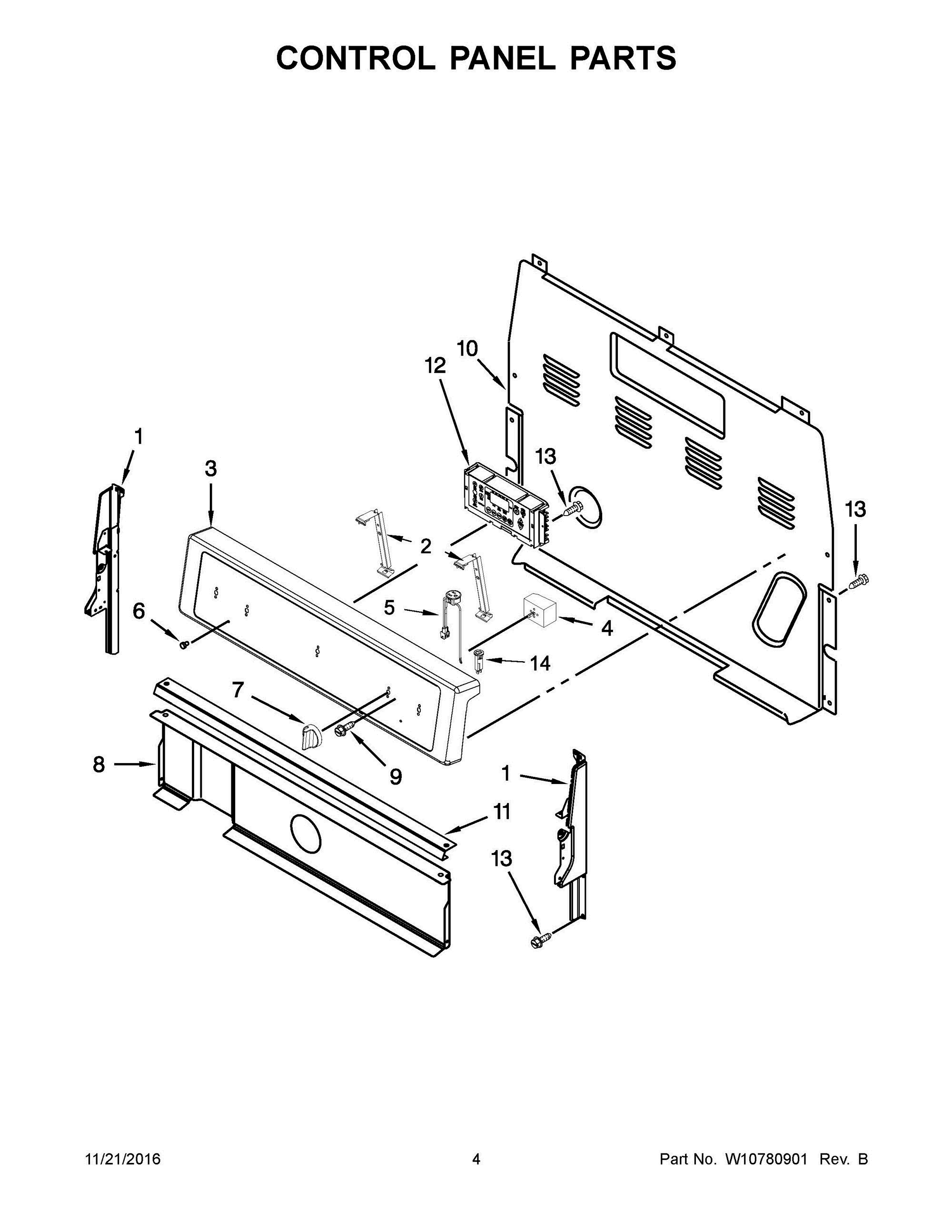 03 - CONTROL PANEL PARTS Diagram and Parts List for YWFE510S0ES0  Whirlpool Range