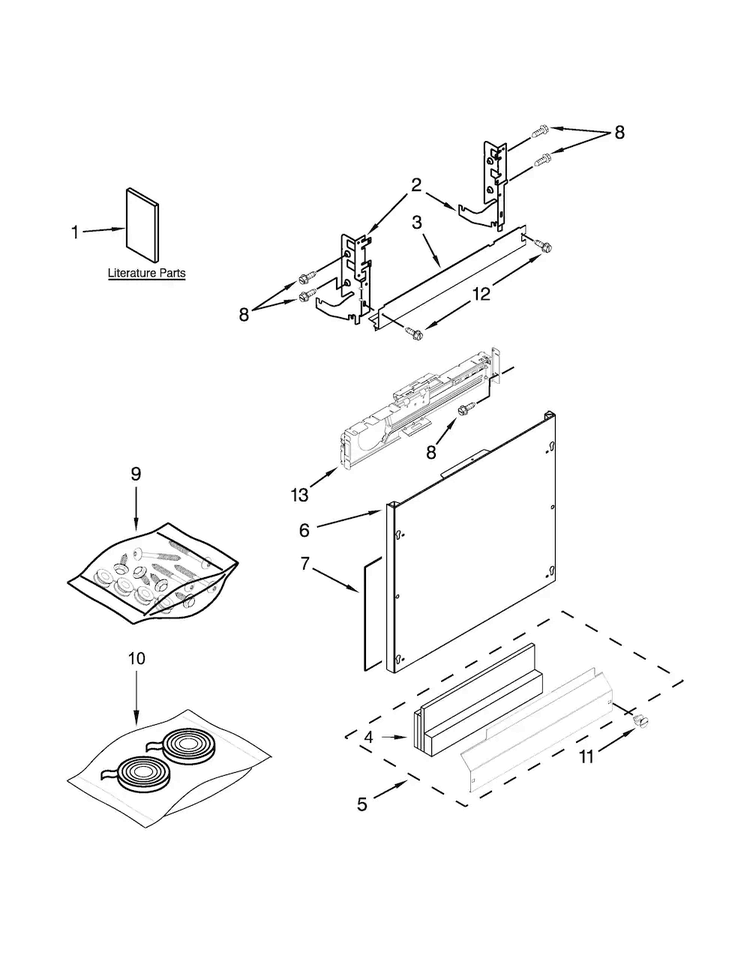 Door Panel Parts Diagram and Parts List for KDTE204EPA1  KitchenAid Dishwasher