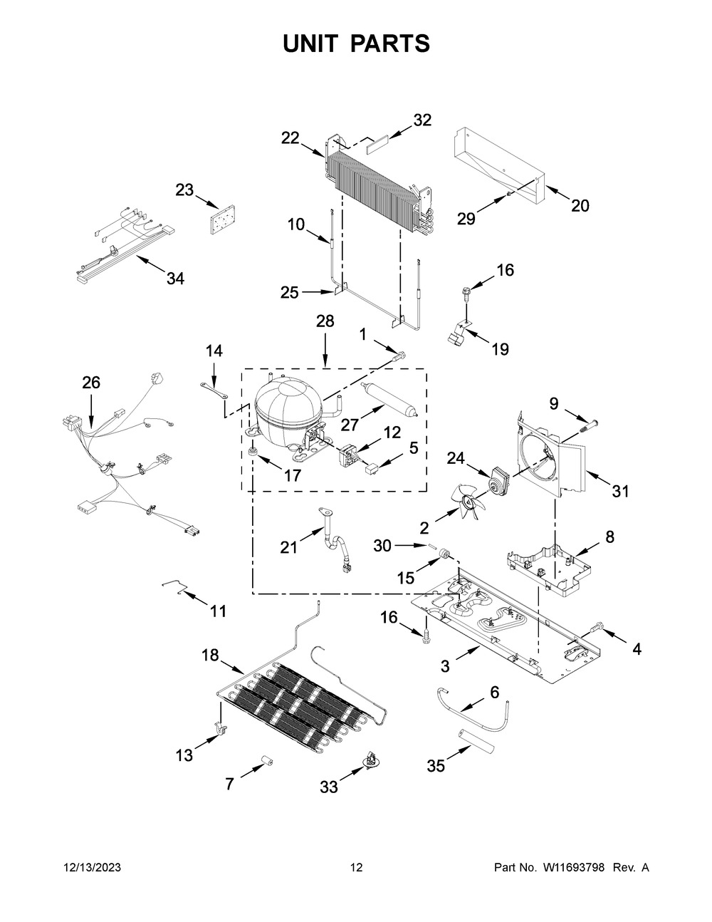 Unit Parts Diagram and Parts List for WRF555SDHV09  Whirlpool Refrigerator
