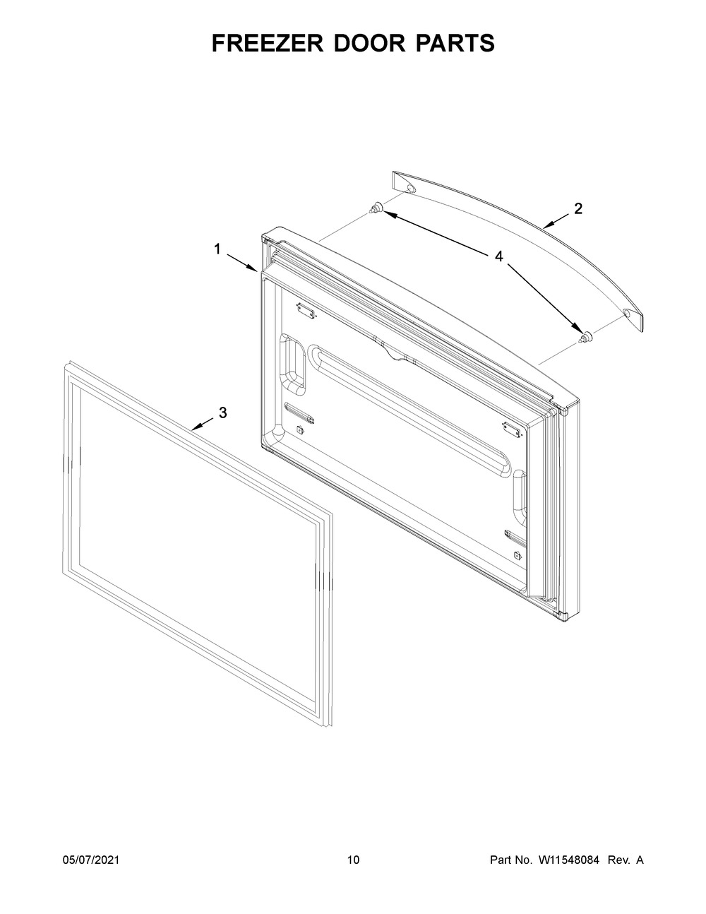 Freezer Door Parts Diagram and Parts List for WRF532SMHZ06  Whirlpool Refrigerator