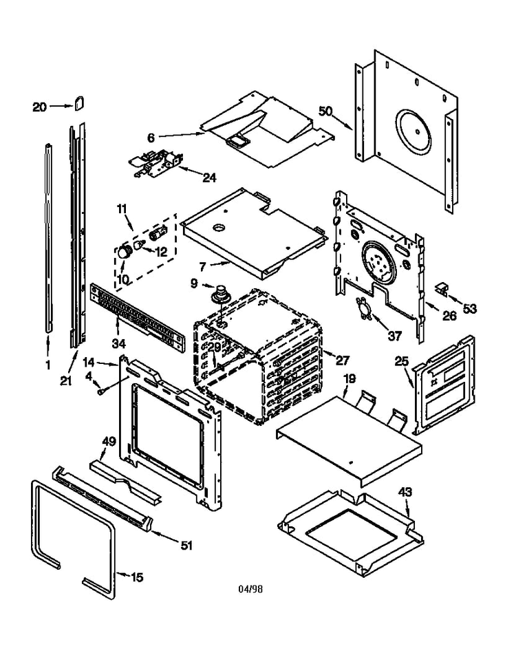 Oven Diagram and Parts List for GDB277PDB1  Whirlpool Wall Oven